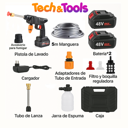 Hidrolavadora Inalámbrica 48V - 2 Baterías + Maletín Y Accesorios
